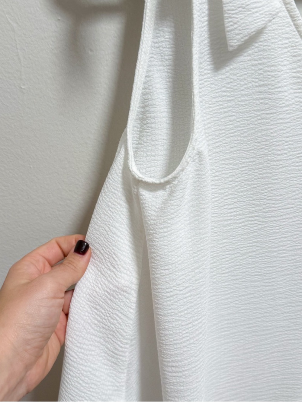 White bow tie strap muslin cotton gauze flowy cottagecore boho tank top NWT L - Picture 6 of 10